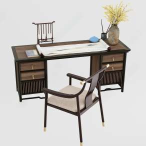 中式书桌椅组合3D模型下载